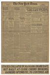 The New York Times From 30 October 1929 Reporting on Black Tuesday, the Stock Market Crash of 1929 With Headline Stocks Collapse in 16,410,030-Share Day